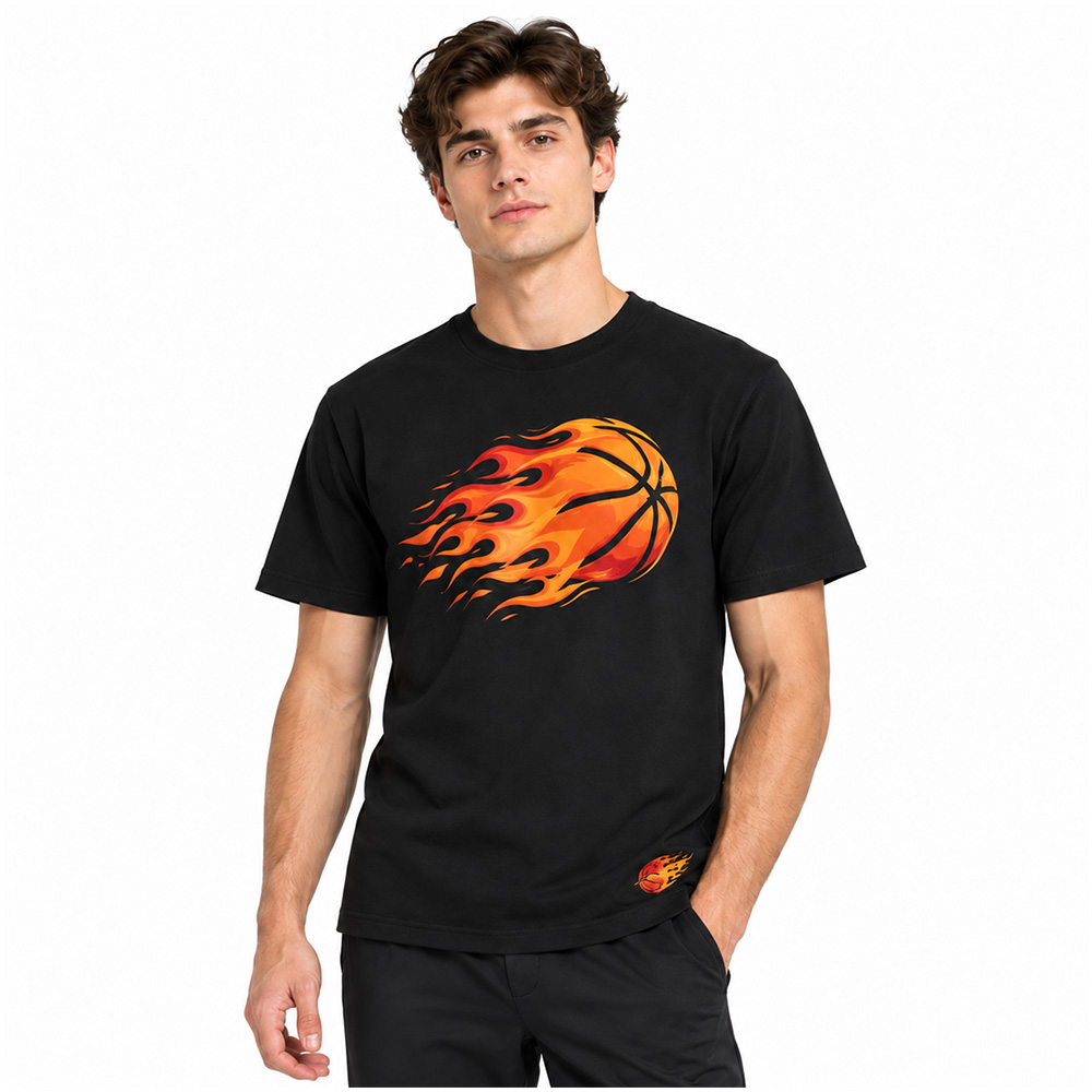 Футболка Miami Heat Flaming Basketball Graphic Tee — Black