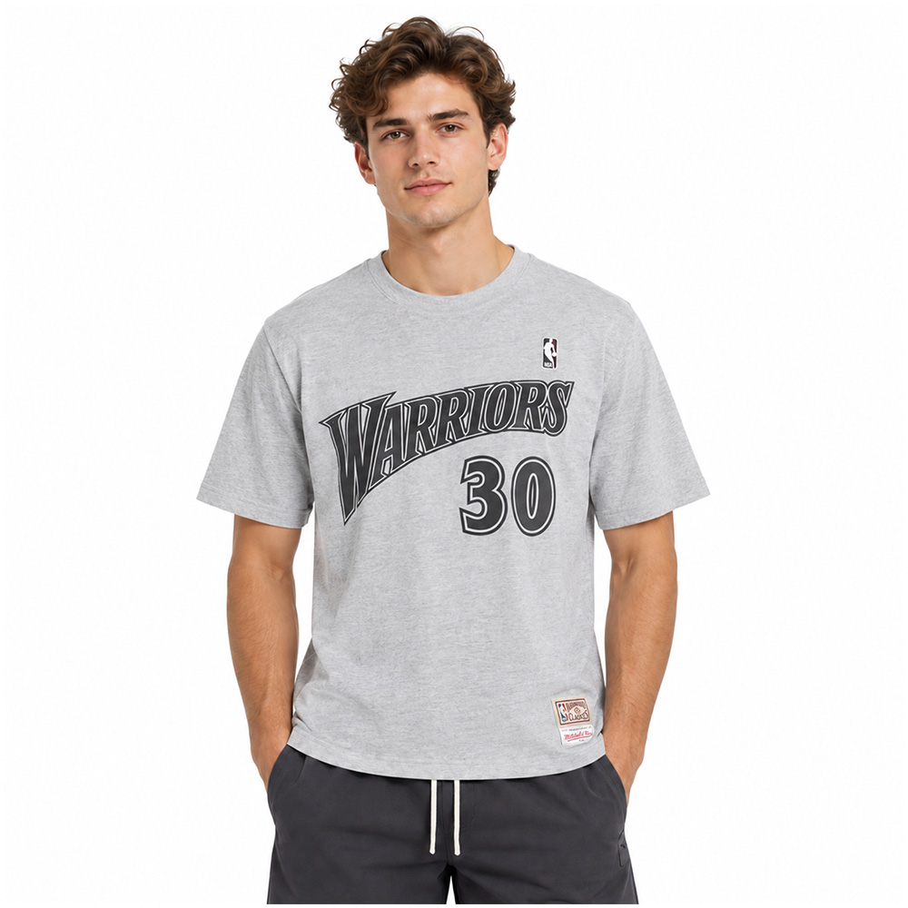 Футболка Mitchell & Ness NBA Golden State Warriors Stephen Curry #30 Hardwood Classics Name & Number Tee — Grey