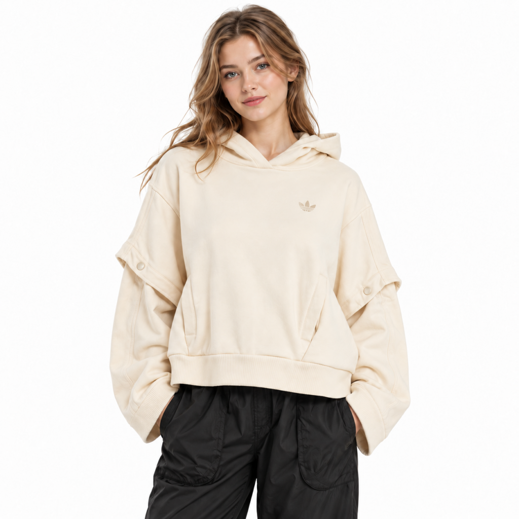 Худи Аdidas Originals Cropped Layered Hoodie — Cream
