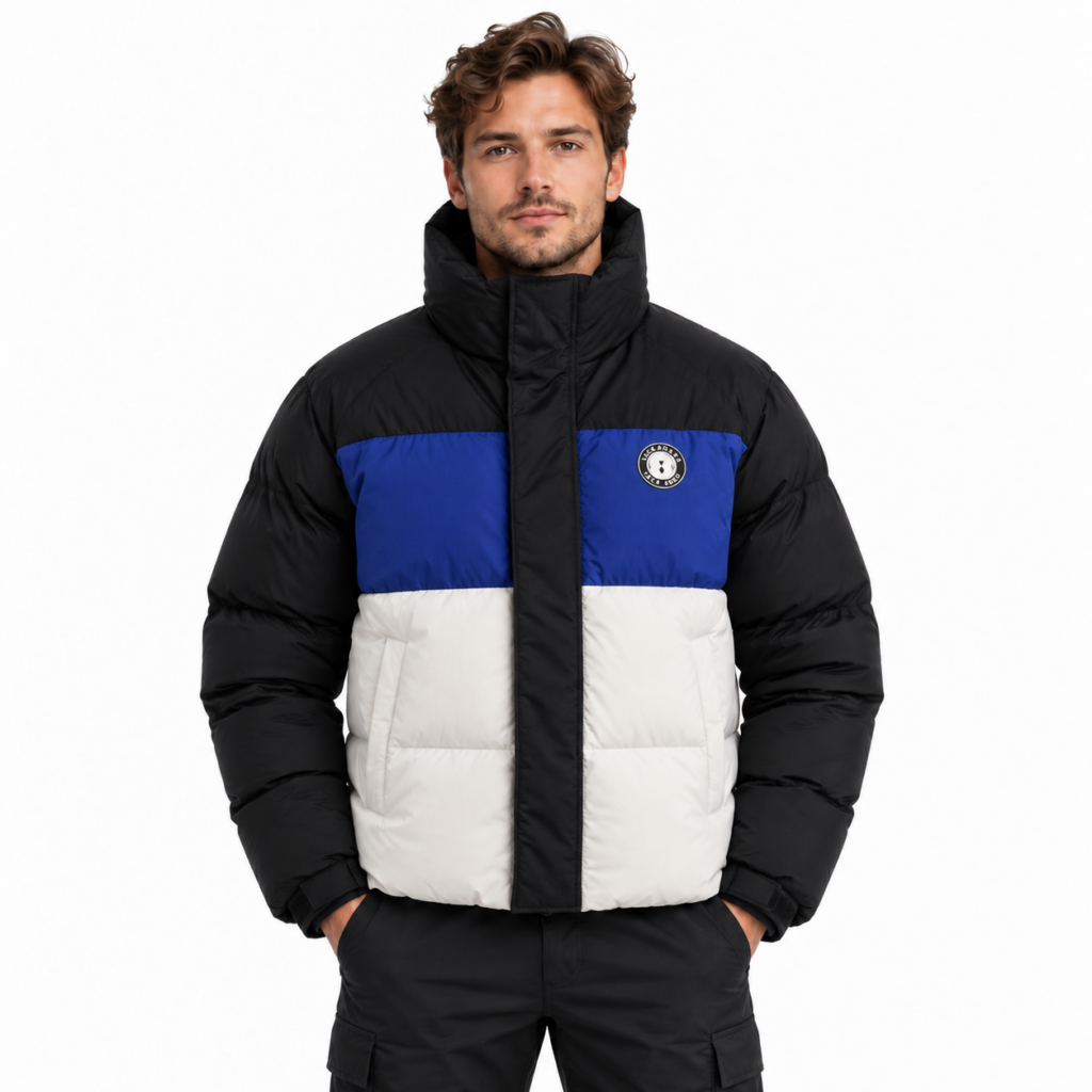 Пуховик NBA Colourblock Puffer Jacket — Black / Blue / White